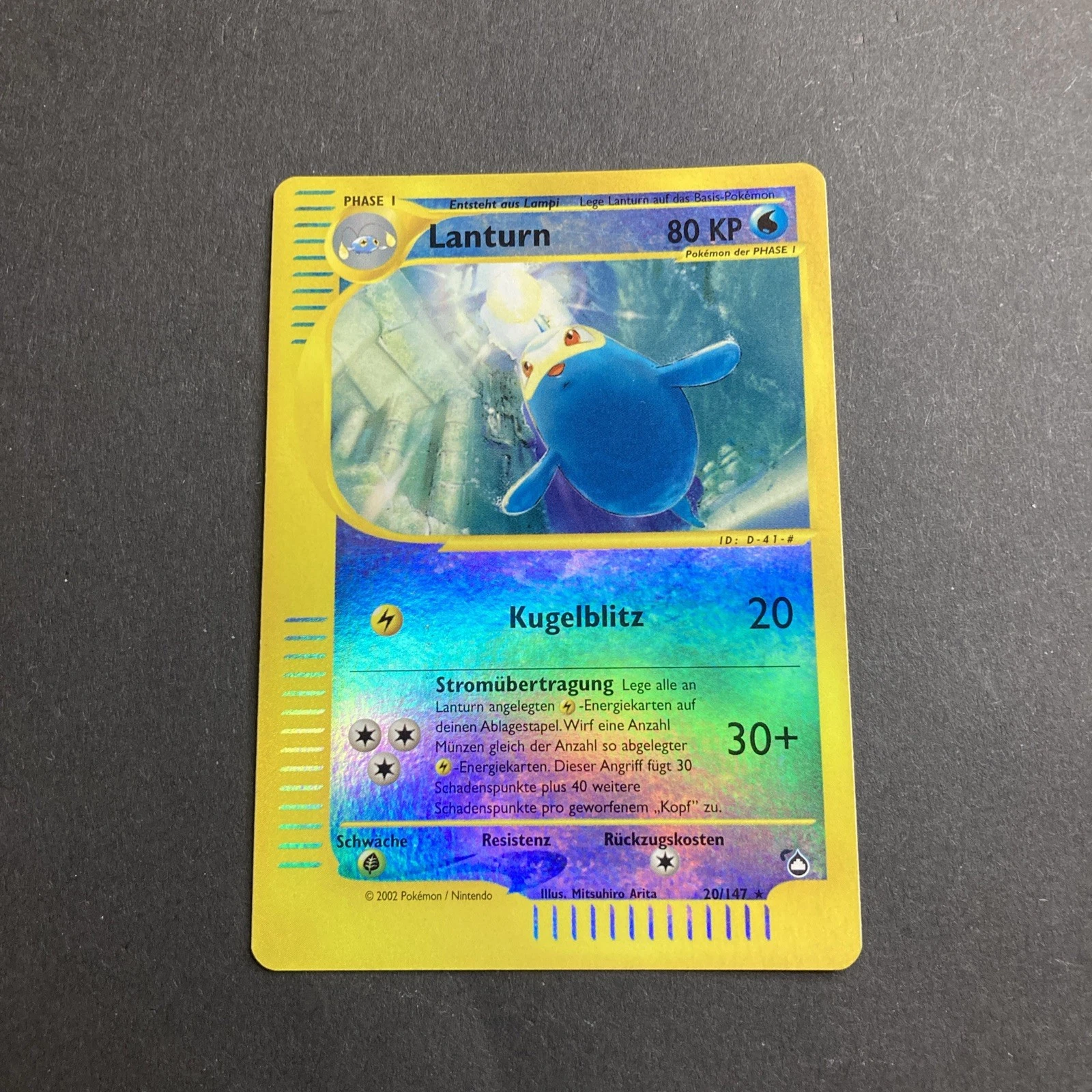 Lanturn 20/147 Reverse Holo Aquapolis deutsch Pokemon Karten TCG Vintage