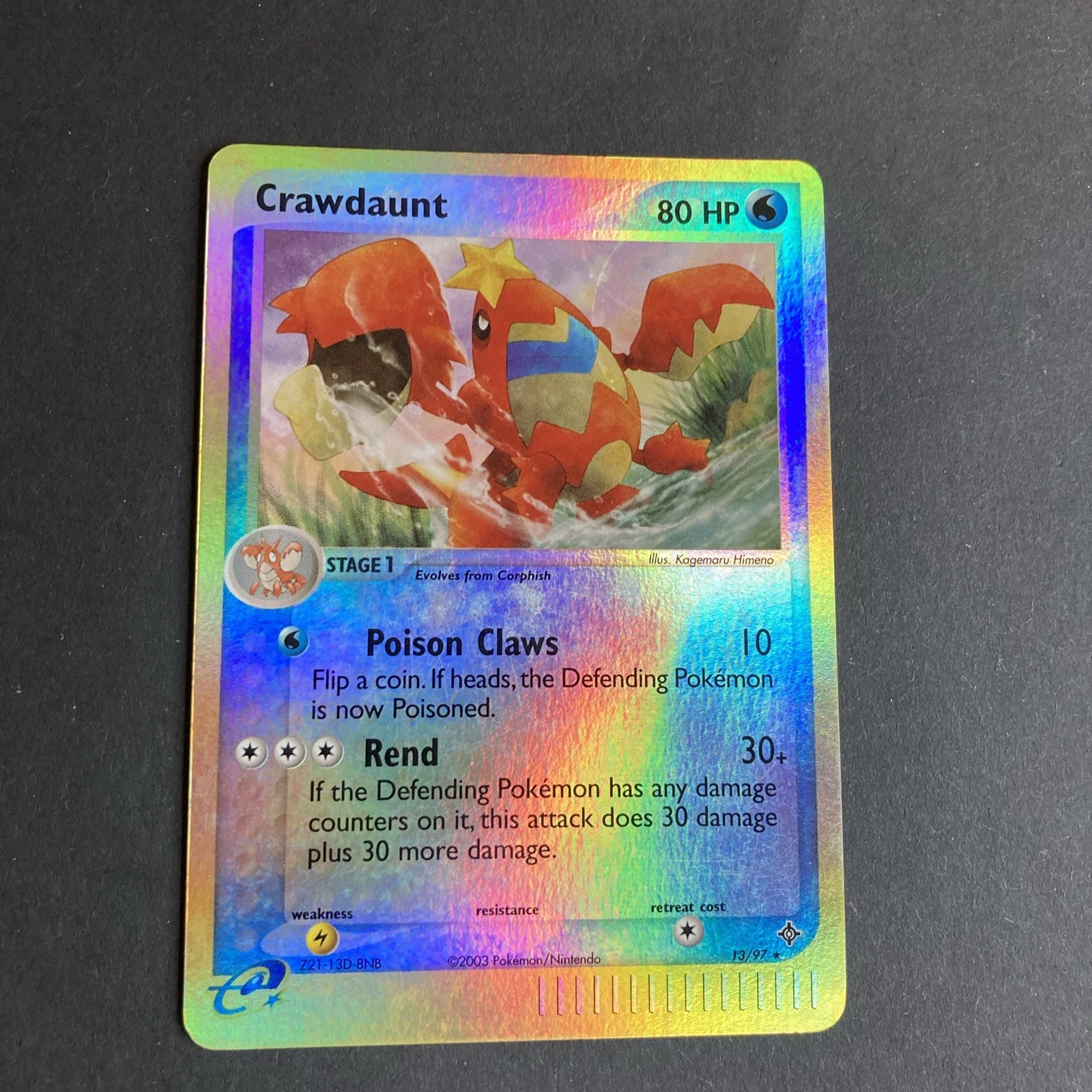 Crawdaunt 13/97 Near Mint + EX Dragon Reverse Holo Pokémon TCG 2003
